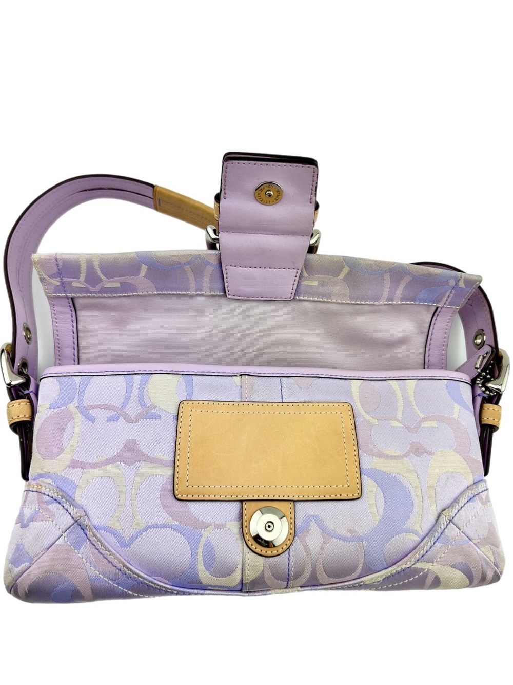 COACH Purple Soho Signature LADYBUG Shoulder Bag/Leather Buckle Style 1555 Y2K - Picture 9 of 16